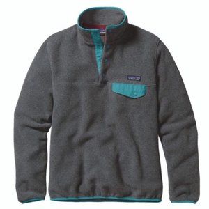 Patagonia Gray and Teal Cowl Neck Sweater